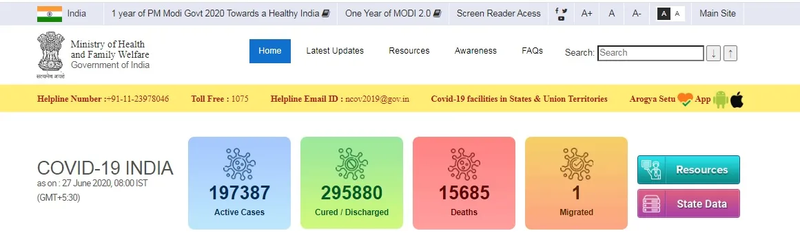 india coronavirus ministry of health and family welfare 